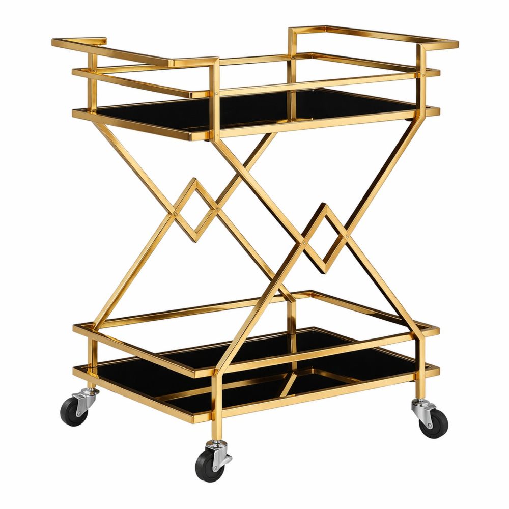 Moderner Servierwagen mit Glasablagen und Rollen, Vielseitiger Bar- und Teewagen für Zuhause