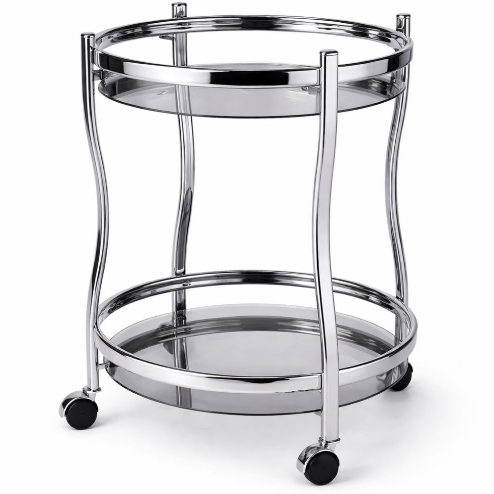 Runder Servierwagen mit Sicherheitsglasböden, elegantes Design