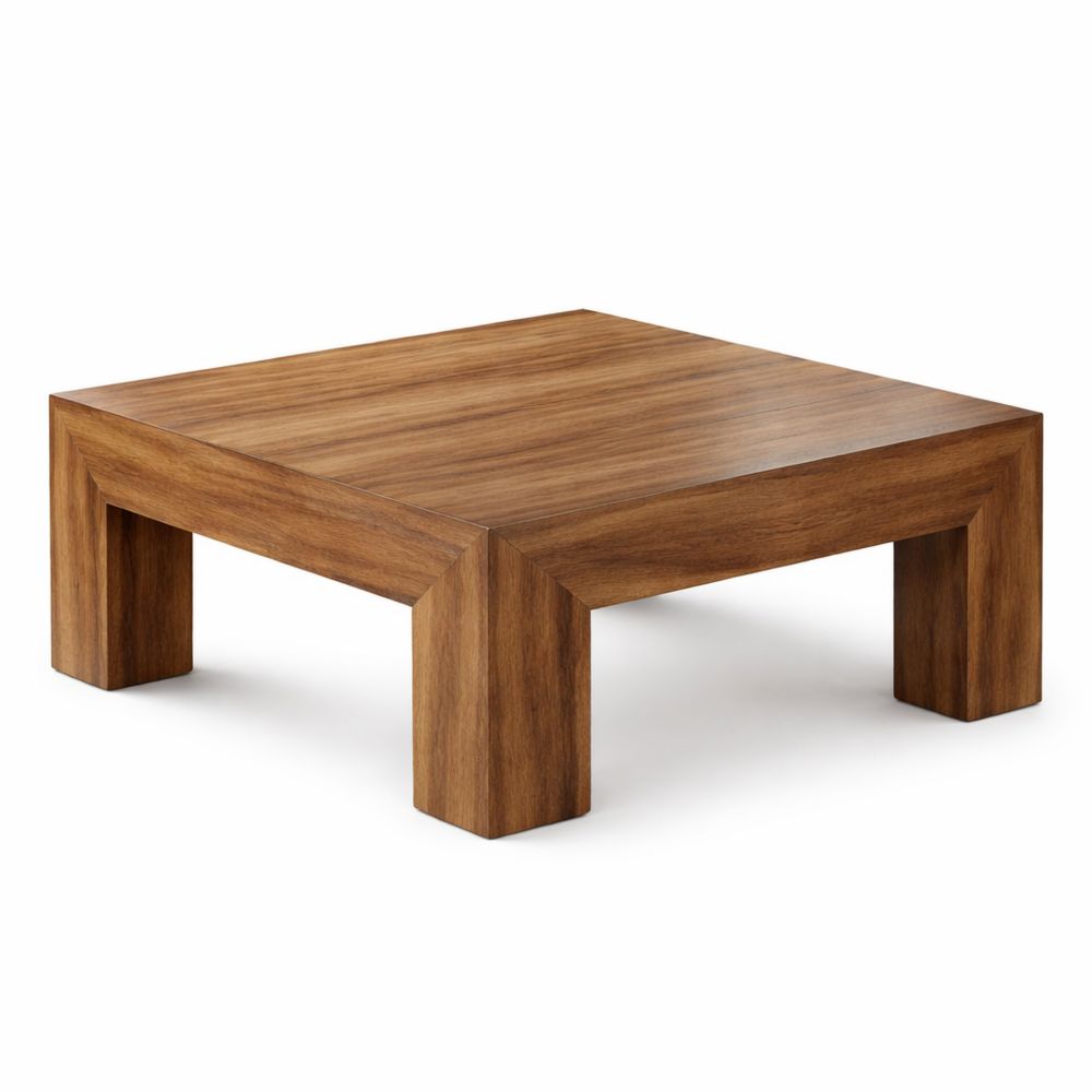 Quadratischer Wohnzimmertisch mit Stabilen Holzfüßen, 100 x 100 x 50 cm, Rustikale Optik