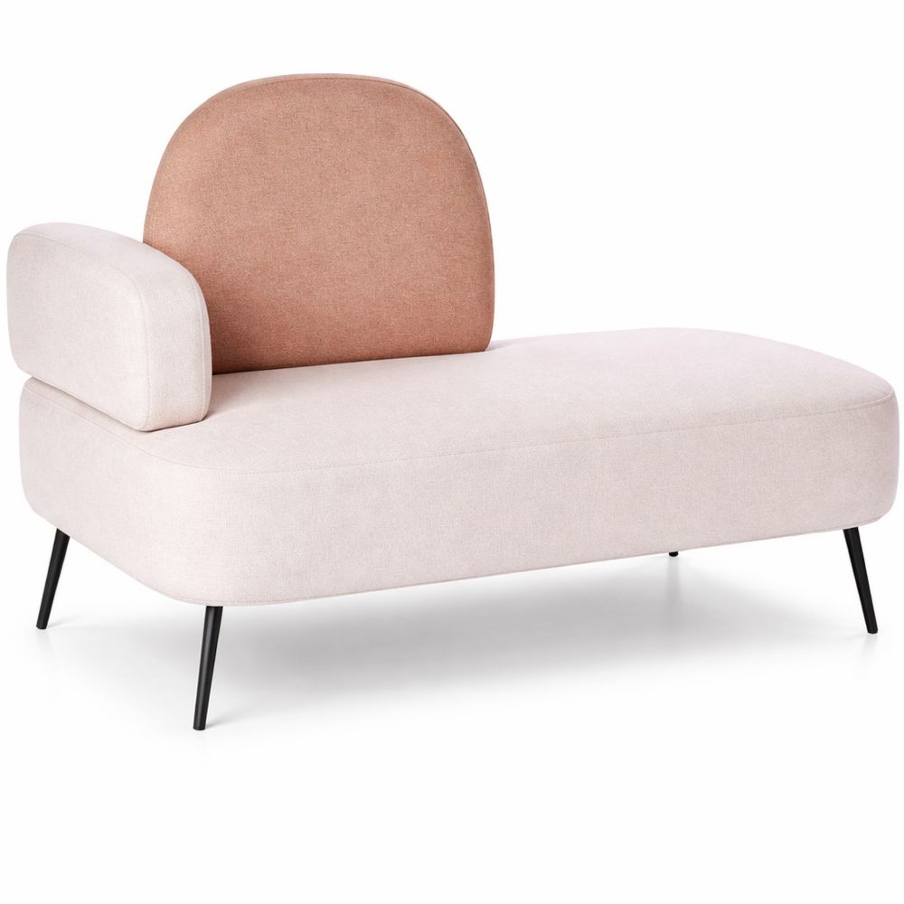 Moderne Chaiselongue in Beige und Braun mit schwarzem Metallgestell