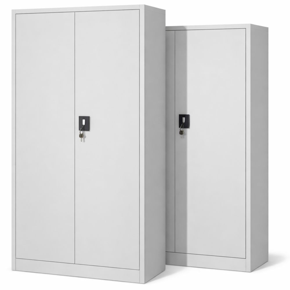 Büroschrank mit 4 Einlegeböden und Drehgriff, abschließbar, 195x90x40 cm, Grau