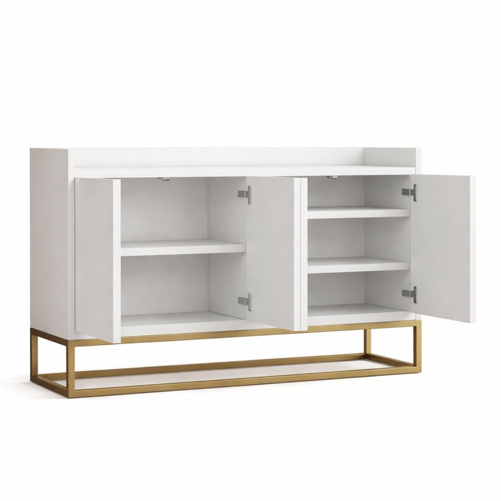 Schmaler Aufbewahrungsschrank mit Türen und verstellbaren Regalen, griffloses Design, für Wohnzimmer oder Flur, Weiß