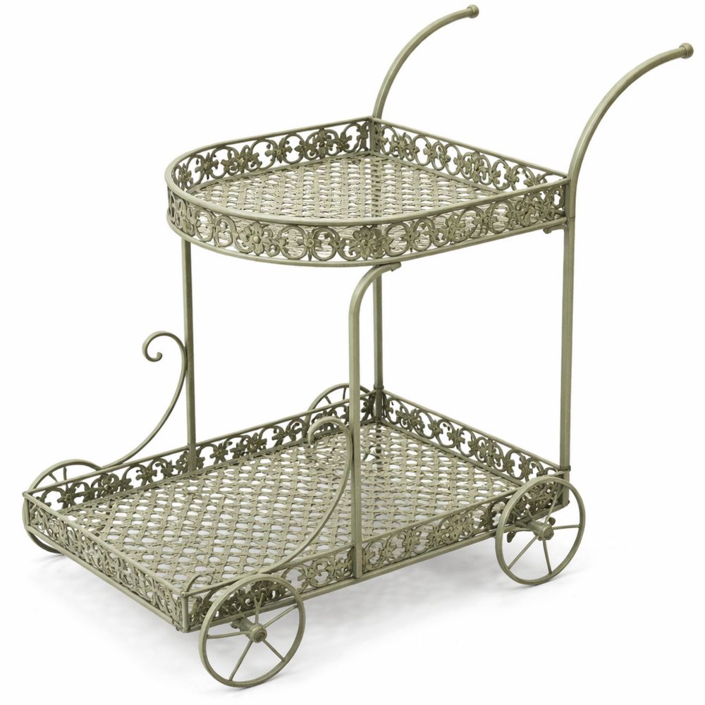 Vintage Metall-Servierwagen mit Rollen 70 cm