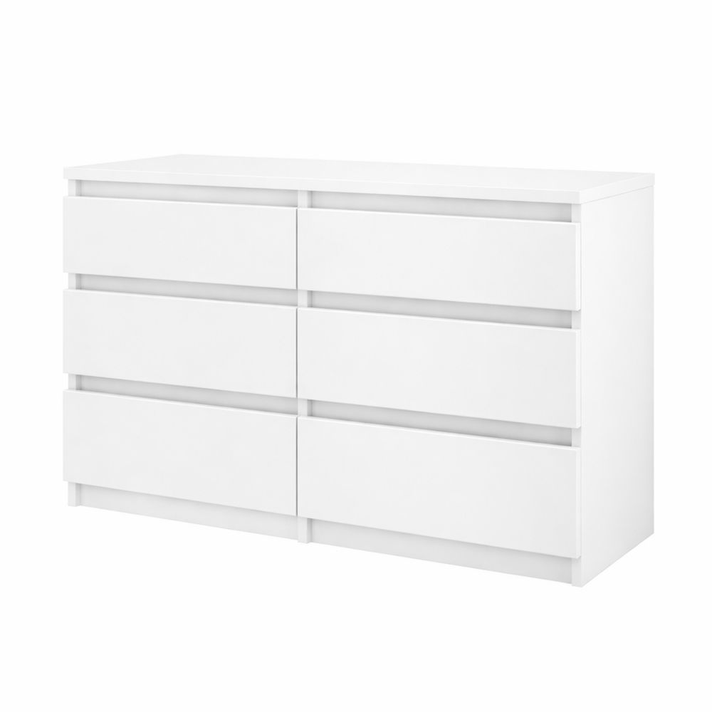 Moderne Holzkommode mit 6 Schubladen, weiß, 100x30x70 cm