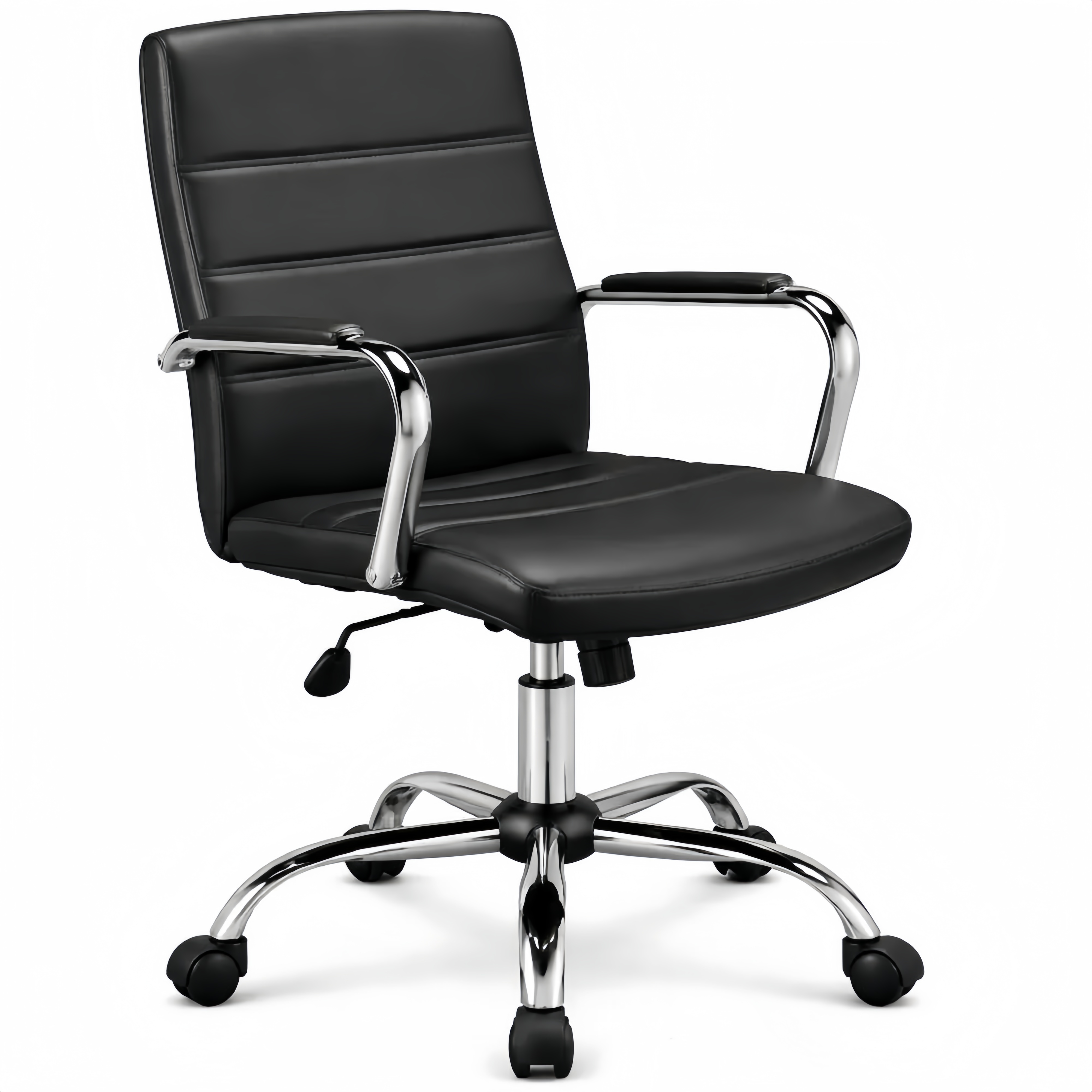 Ergonomischer Bürostuhl mit Armlehnen und Rollen, Schwarz