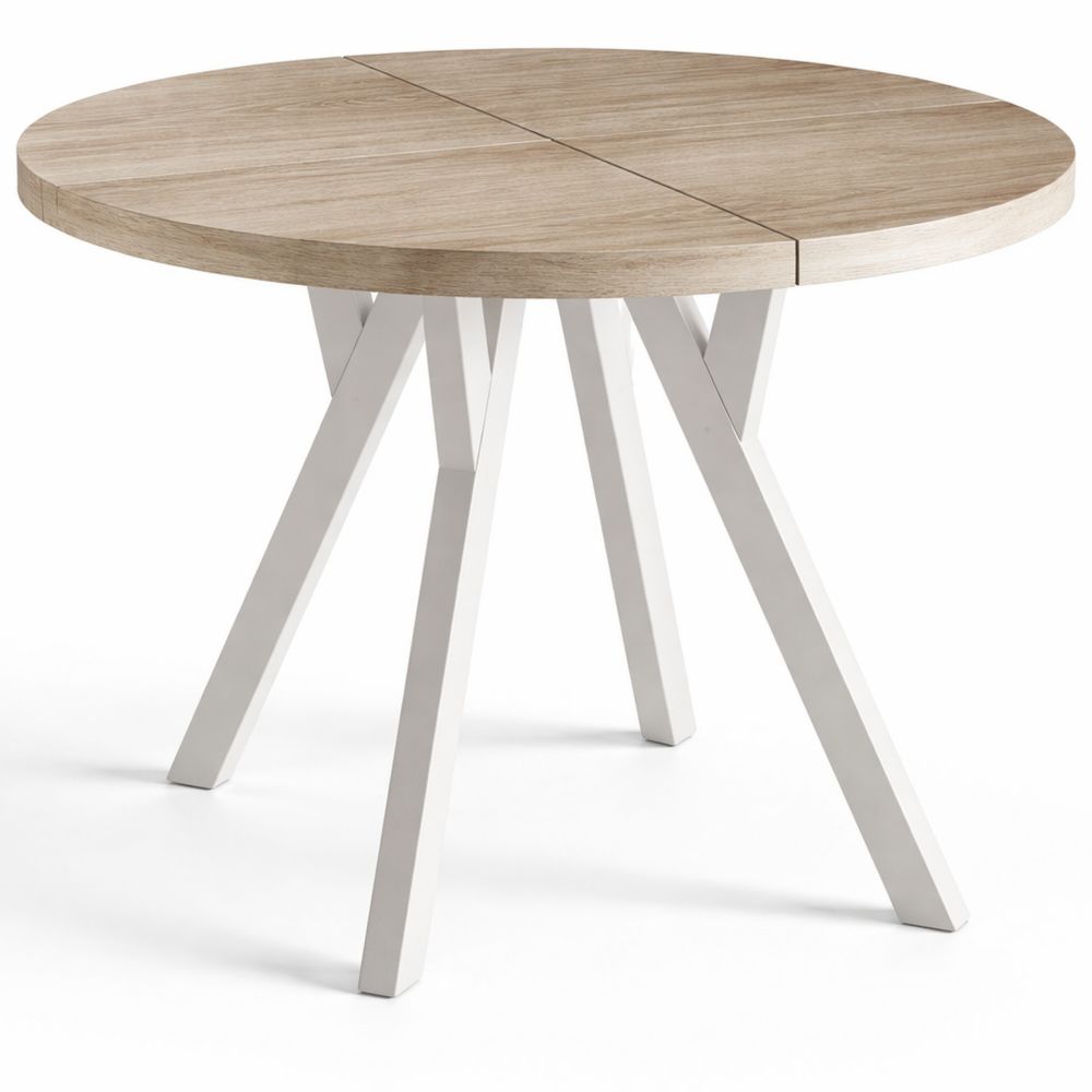 Ausziehbarer runder Esstisch in Sonoma Eiche, Durchmesser 80-130 cm