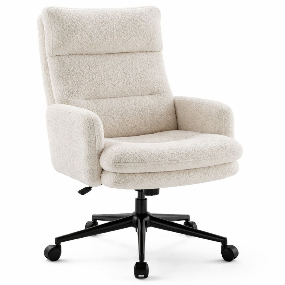 Ergonomischer Drehstuhl mit hoher Rückenlehne und Armlehnen, höhenverstellbar, für Büro und Wohnzimmer, Weiß