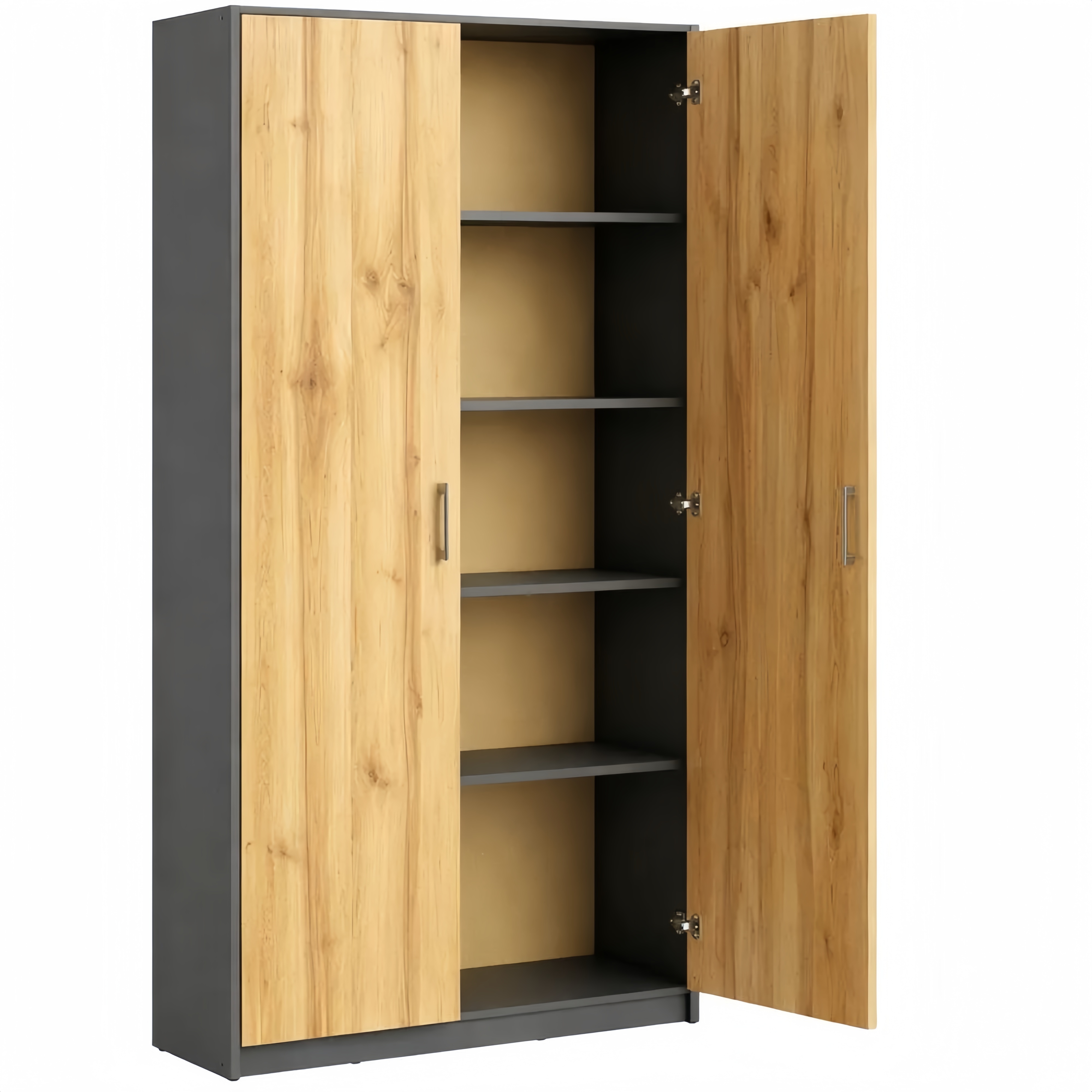 Vielseitiger Mehrzweckschrank mit 5 Fächern und 2 Türen, ideal für Büro und Haushalt