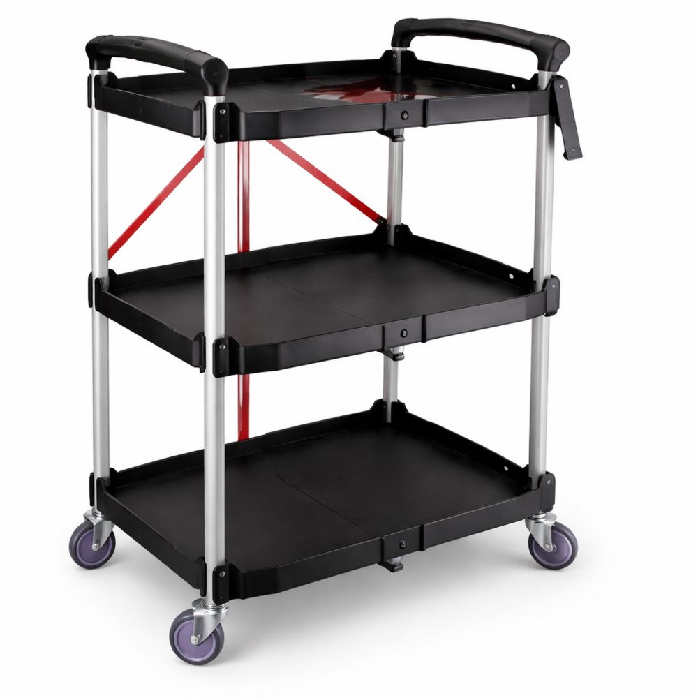 Multifunktionaler Klappwagen mit Rollen, 3-stufiger Servier- und Werkzeugwagen