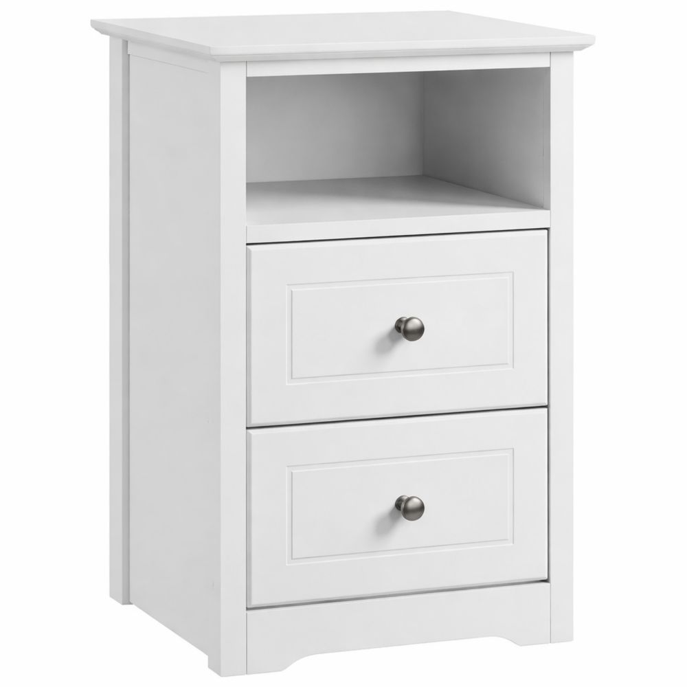 Nachtschränkchen mit Stauraum und offener Ablage, weiß