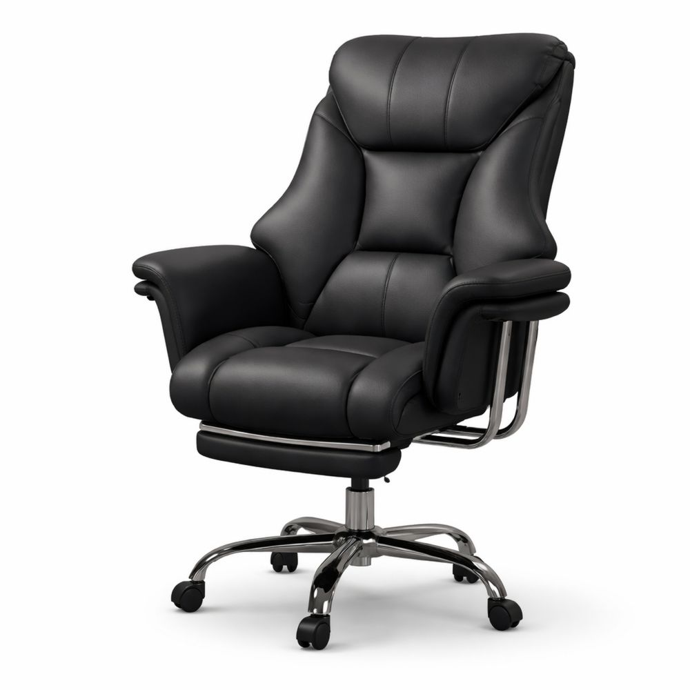 Ergonomischer Stuhl mit Fußstütze und Lendenwirbelstütze – Verstellbare Kopfstütze und Rückenlehne, Drehstuhl für Homeoffice