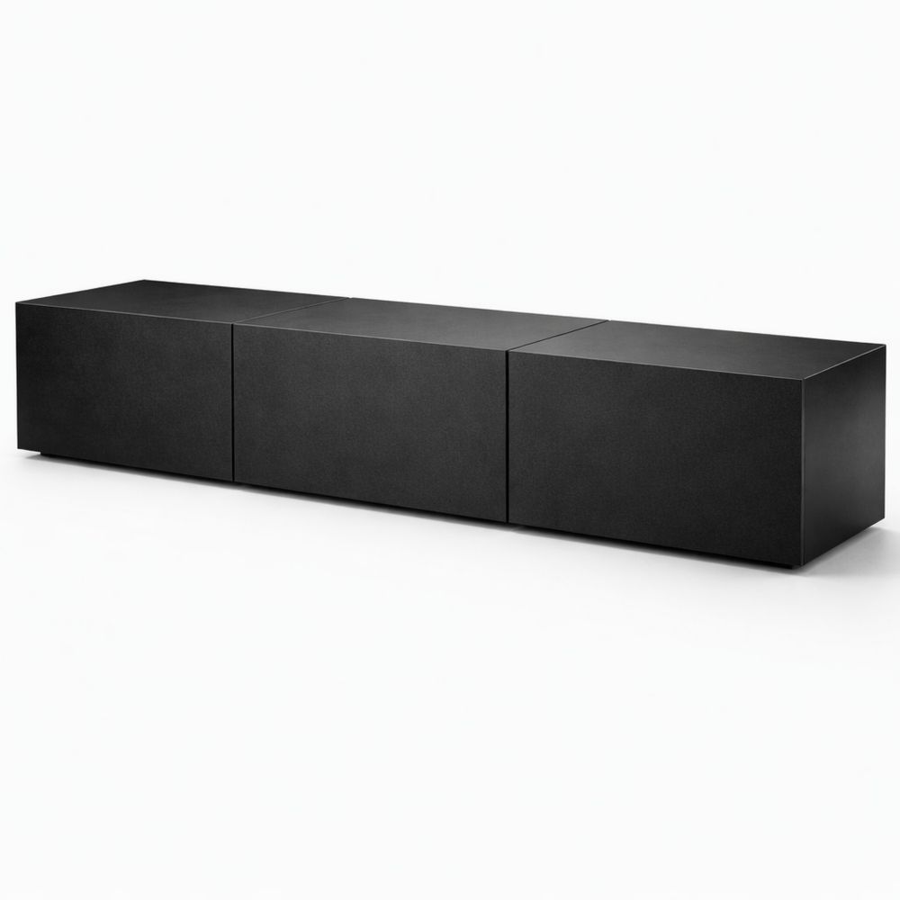 TV-Unterteil zur Wandmontage mit drei Türen, modernes Design, Stauraum für Wohnzimmer, Schwarz