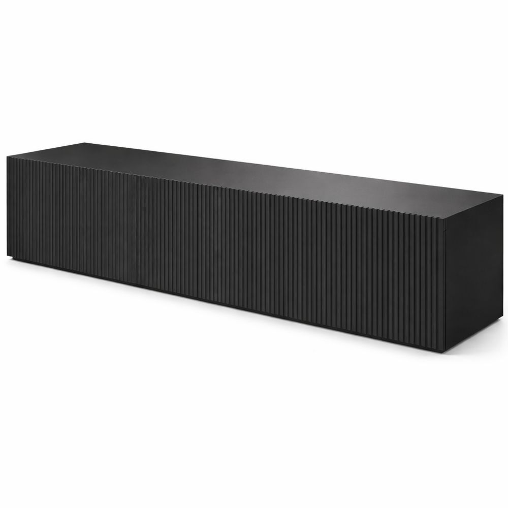 Moderner Fernsehtisch 175 cm mit gefräster Front in Schwarz