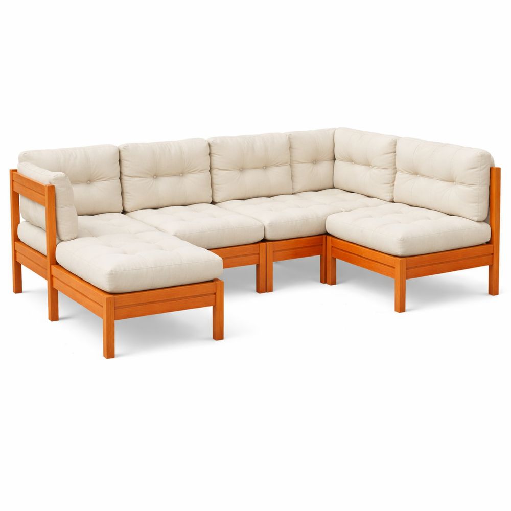 Modulares Gartensofa-Set mit Kissen aus Kiefernholz