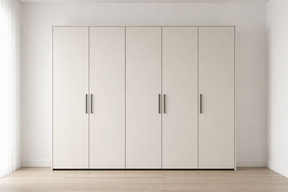 Großer Kleiderschrank 5-türig MDF Beige