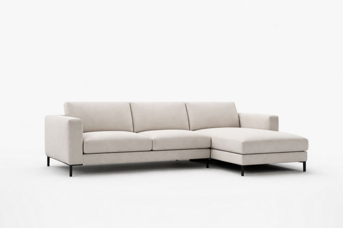 Ecksofa 3-Sitzer Stoff Hellgrau 280cm