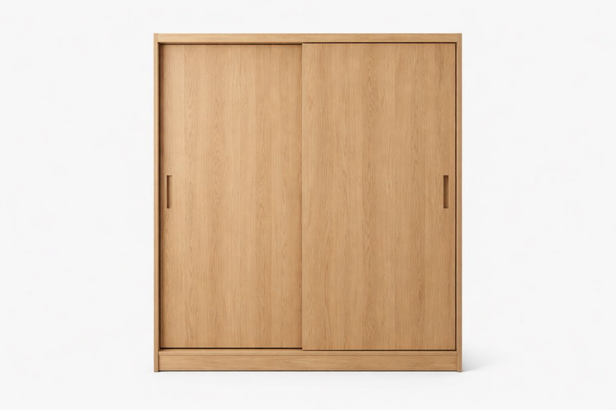 Kleiderschrank mit Schiebetüren aus Eichenholzoptik 200x220x60cm(B × H × T)