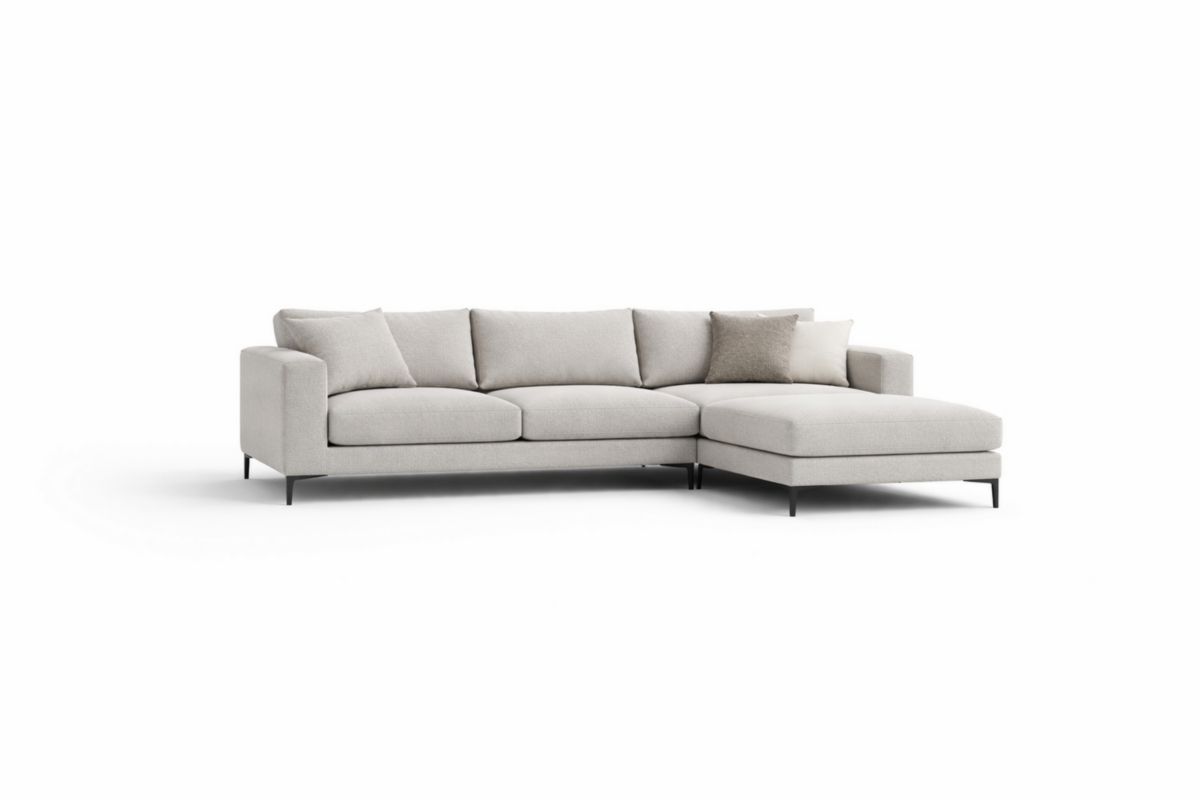 Ecksofa aus Polyesterstoff, Hellgrau, L-Form 290x160x85 cm(L × B × H)