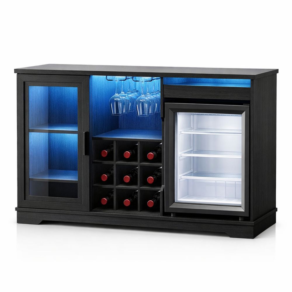 Multifunktionaler Getränkeschrank mit LED-Beleuchtung und Bewegungssensor, ideal für Wohnzimmer oder Küche