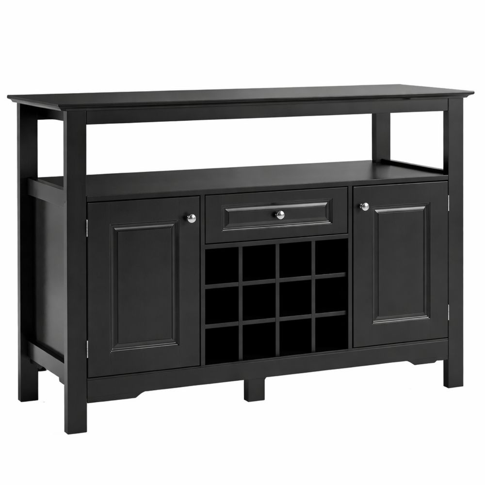 Sideboard mit Wein- und Ablageregal, Schublade und Türen, für Wohnzimmer oder Küche
