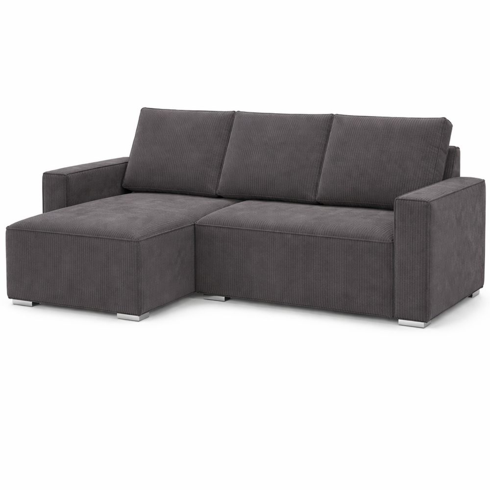 Ecksofa mit Schlaffunktion und Stauraum, L-Form 231 cm, Bonellfederung, Dunkelgrau