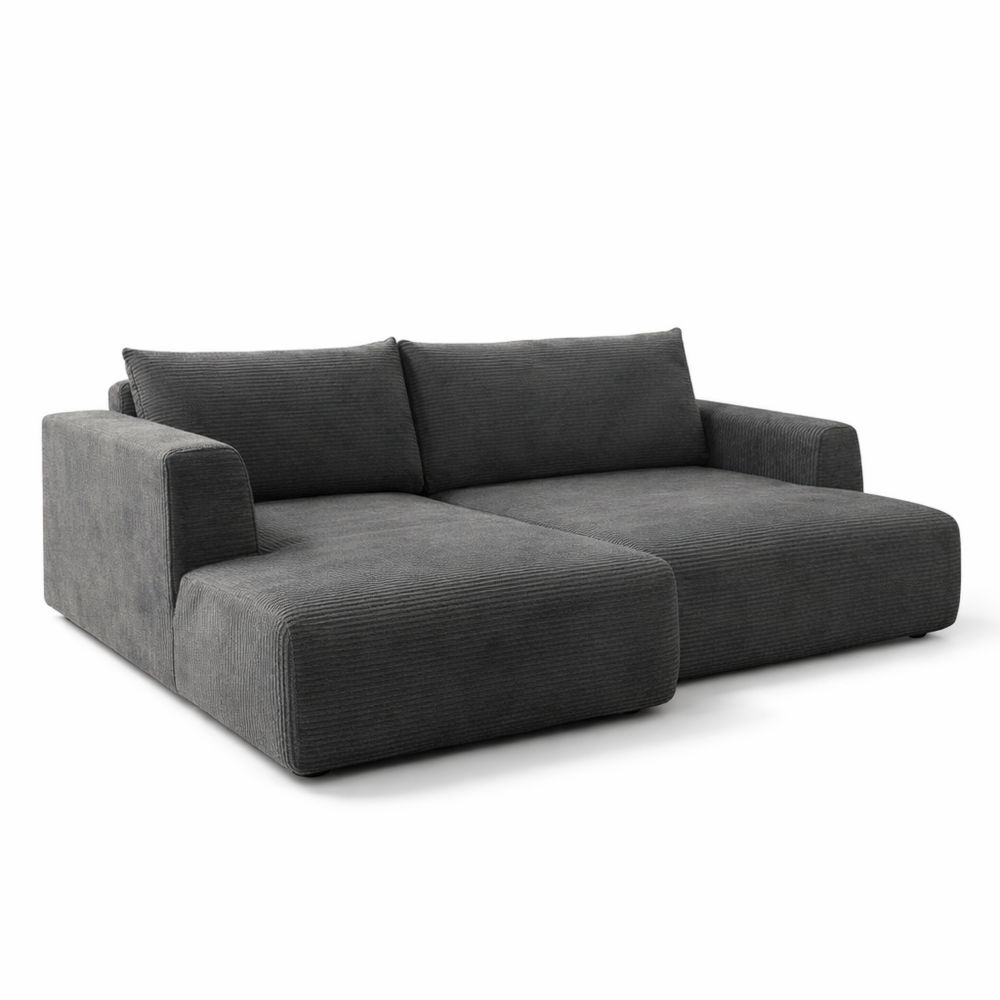 Modernes Ecksofa mit Schlaffunktion und weicher Polsterung in Dunkelgrau