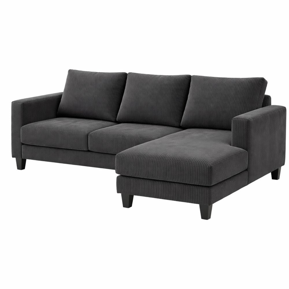 Modulares Ecksofa mit Chaiselongue, 3-Sitzer, Dunkelgrau