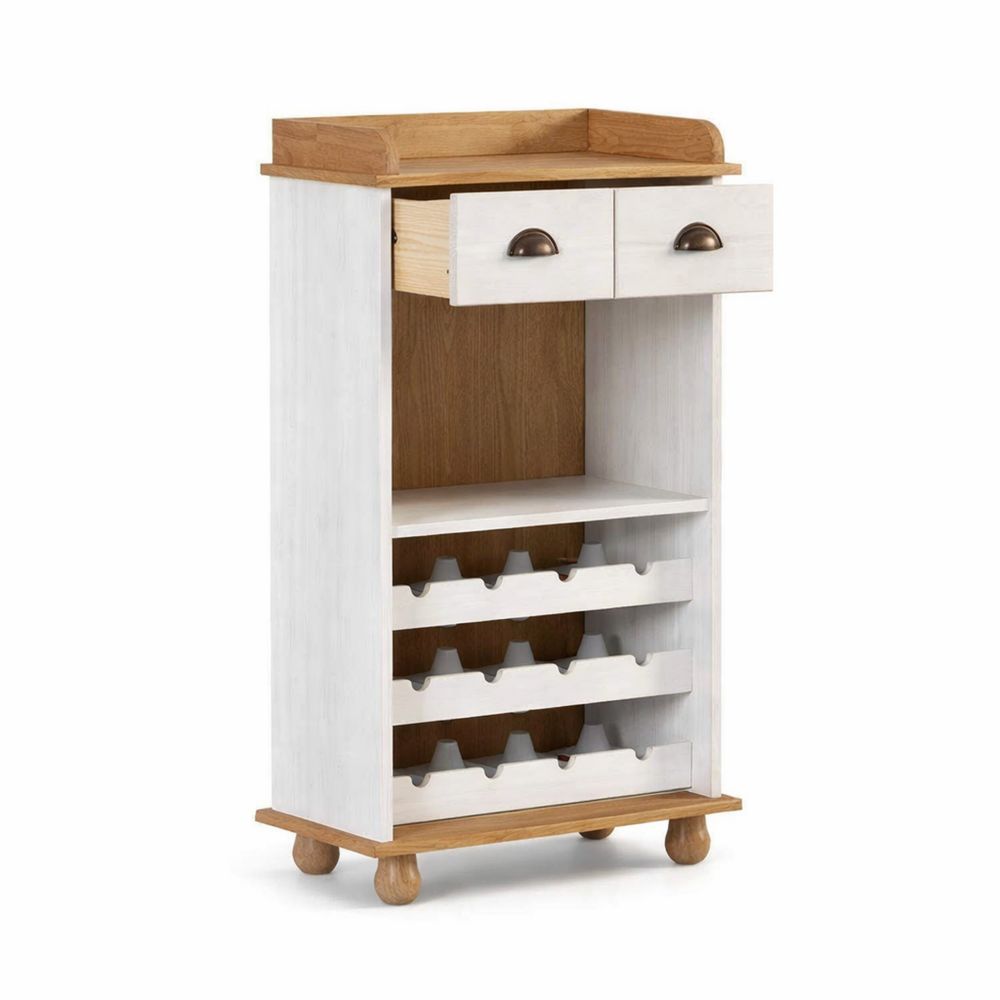 Massivholz Weinschrank in Weiß 57x37x114 cm