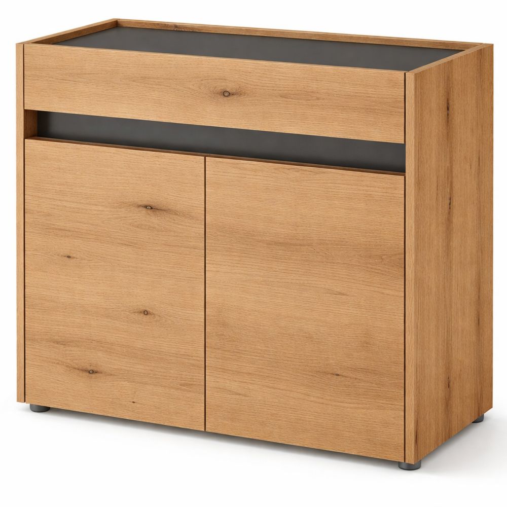 Flurgarderobenschrank mit Türen und Schublade in Eiche-Anthrazit