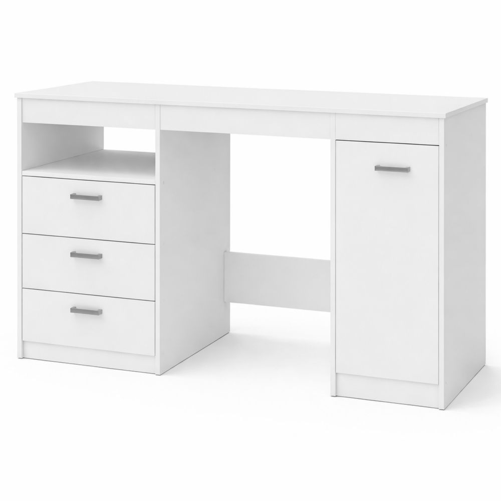 Moderner Schreibtisch mit Stauraum und Tür in Weiß