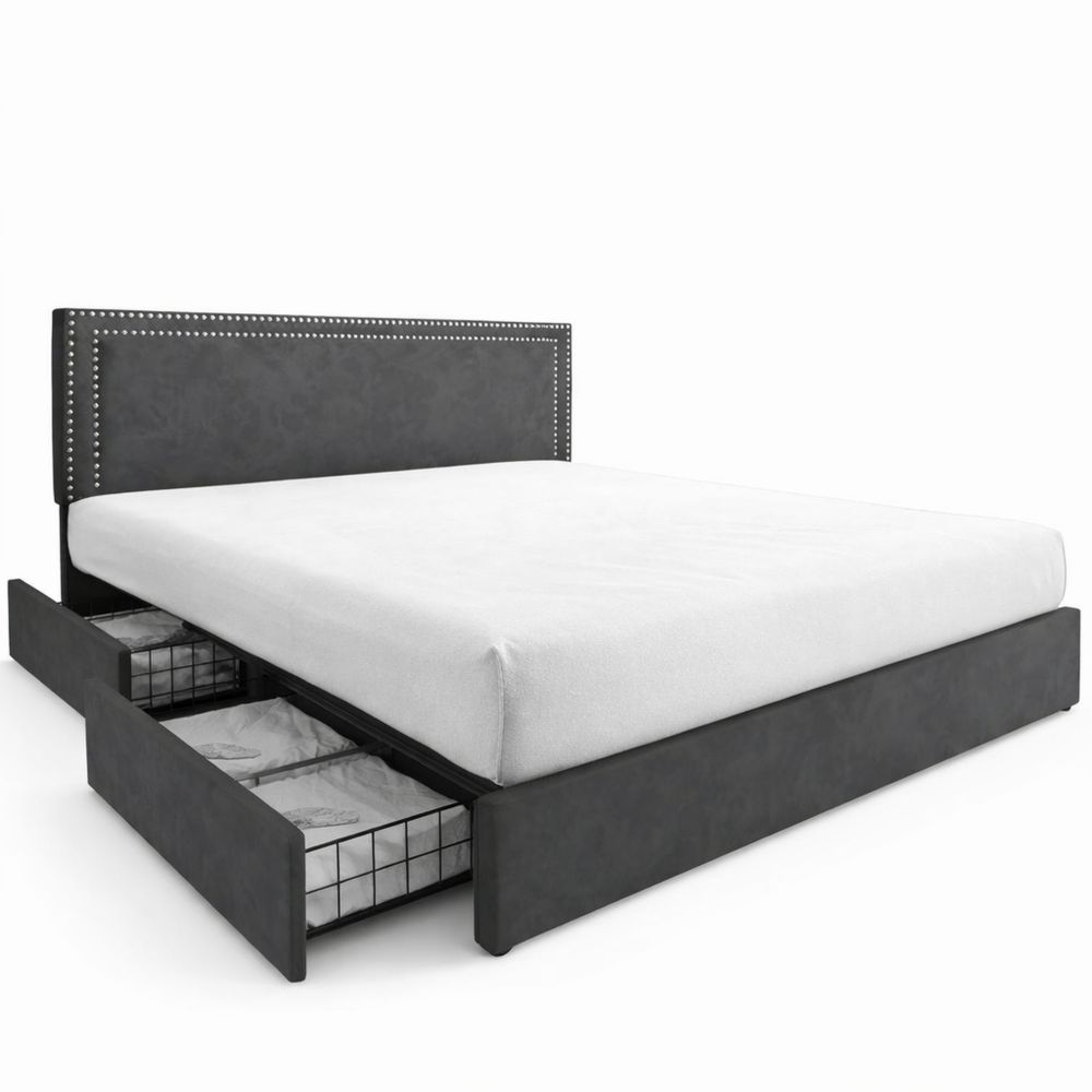 Polsterbett 140x200 cm mit Stauraum und verstellbarem Kopfteil