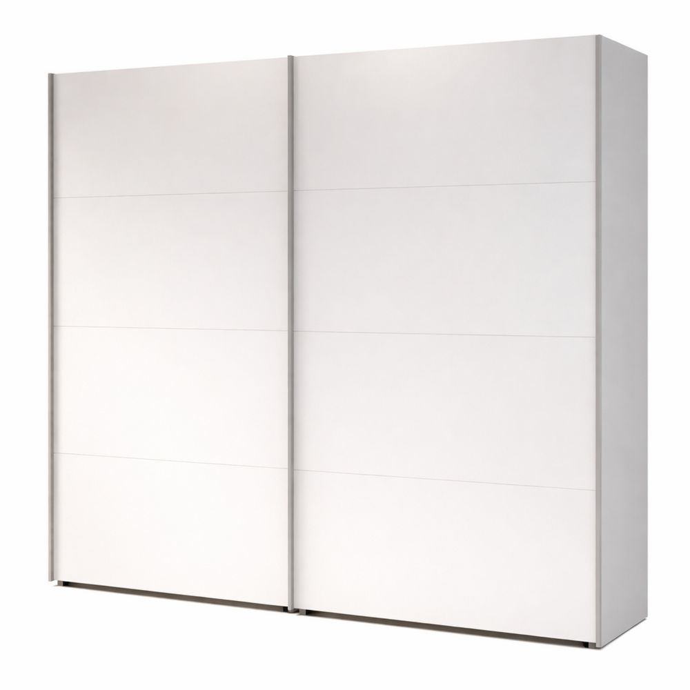 2-türiger Schwebetürenschrank mit Einlegeböden und Kleiderstange, Weiß, 270 cm breit