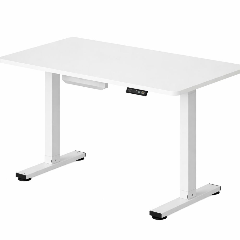 Elektrisch Höhenverstellbarer Schreibtisch mit Anti-Kollisionsschutz und Kabelmanagement, 110x54 cm, 70 kg Tragkraft, Weiß