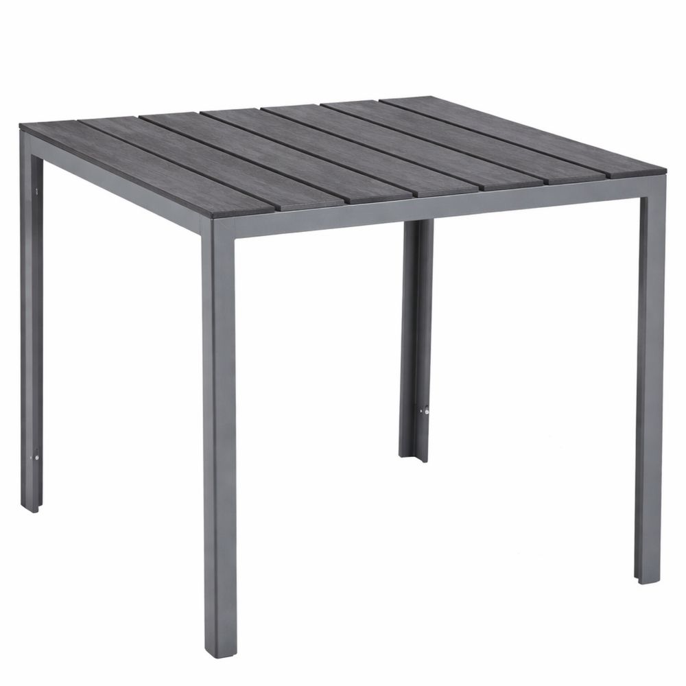 Quadratischer Gartentisch aus Kunststoff in Holzoptik, Grau