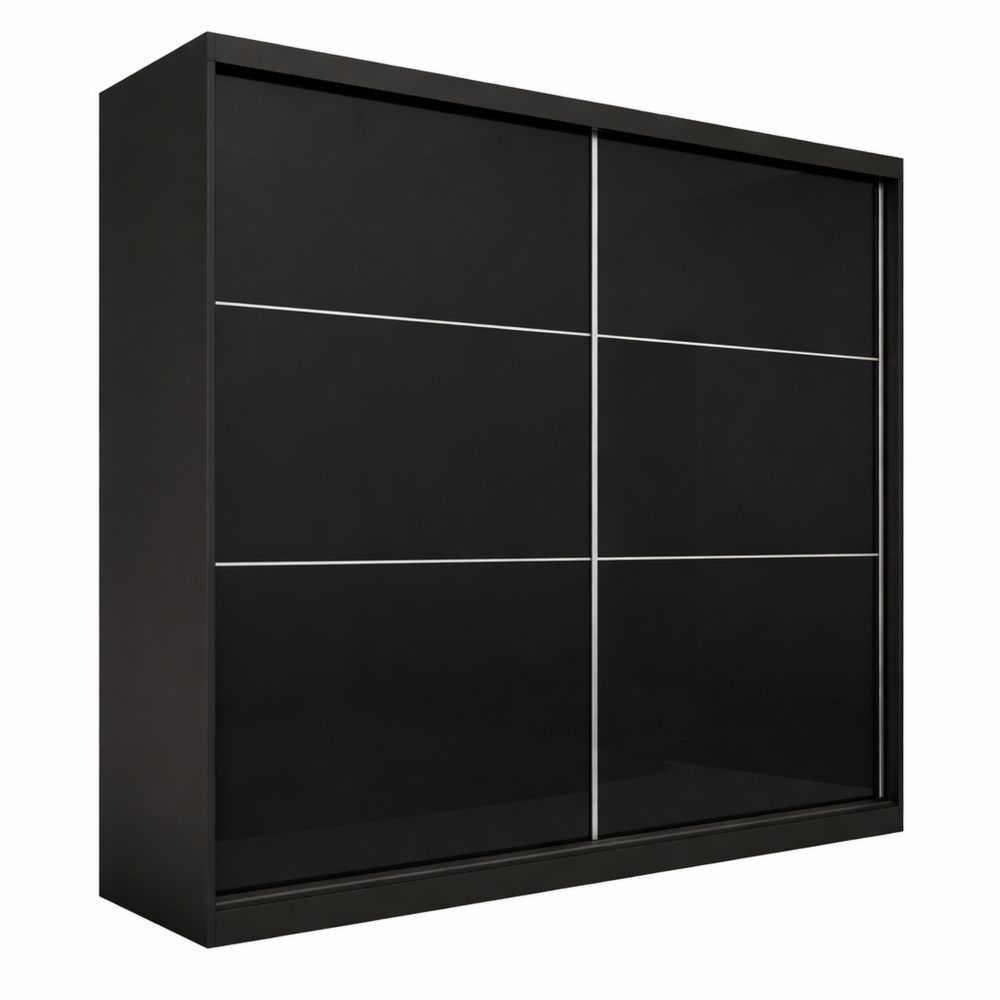 Schwebetürenschrank ohne Spiegel, 2-türig, schwarz, 200 cm