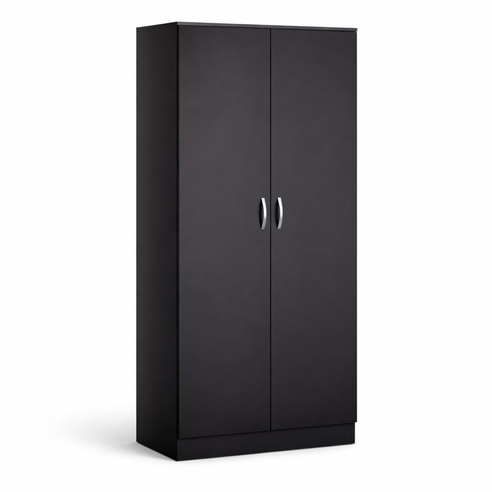 Schwarzer Kleiderschrank mit Doppeltüren