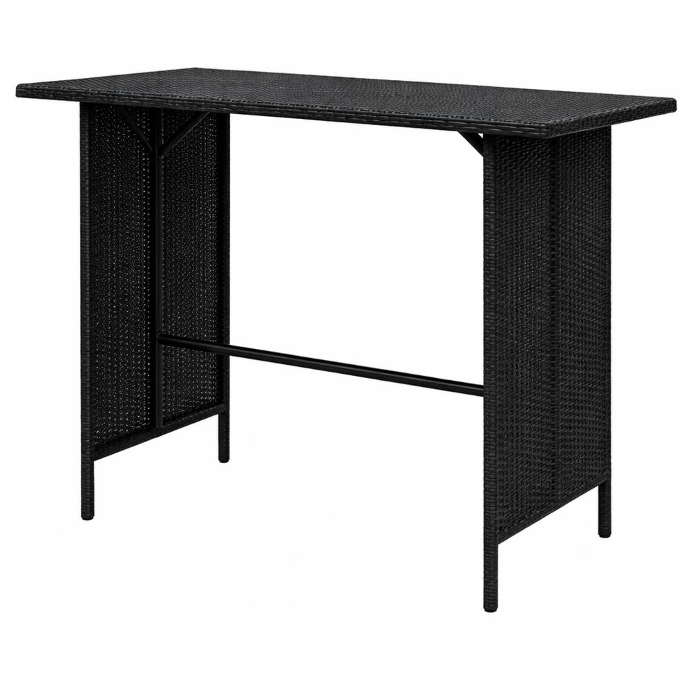 Outdoor Esstisch aus Poly Rattan mit Stahlgestell, Schwarz, 110x70x65cm