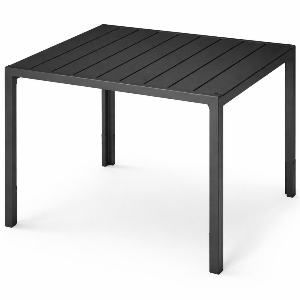 Wetterfester Outdoor Esstisch in Holzoptik mit Aluminiumrahmen, 90x90x74,5cm, Ideal für Balkon und Terrasse, Schwarz