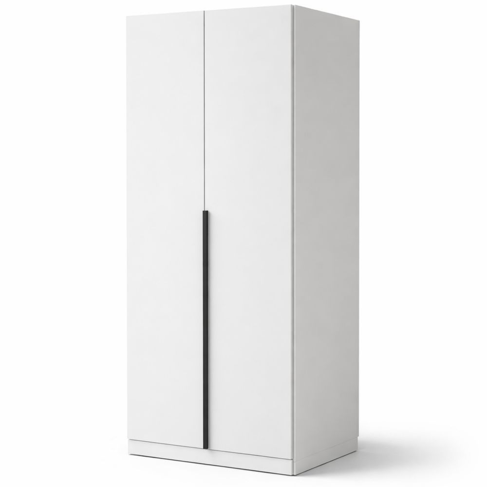 Moderner 2-türiger Garderobenschrank mit Zubehör und grauen Griffen