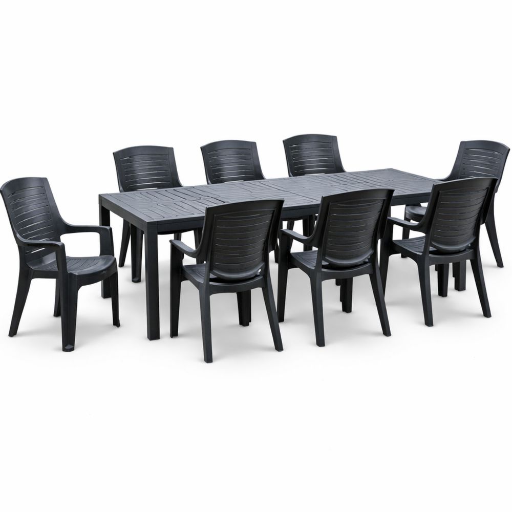 Ausziehbarer Gartentisch in Rechteckiger Form, 150x90 cm, Anthrazit