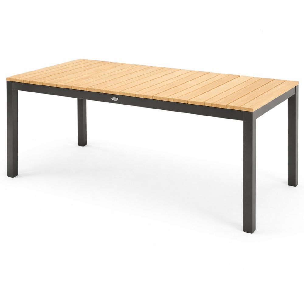 Ausziehbarer Gartentisch in Holzoptik, wetterfest für Terrasse und Balkon, stabiler Outdoor-Esstisch