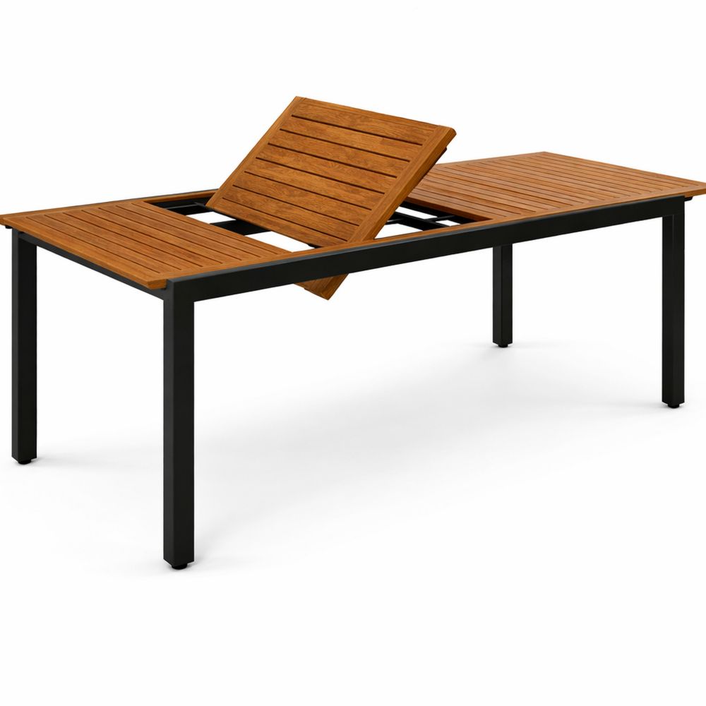 Großer Ausziehtisch für Garten, Aluminium und Akazienholz, FSC-Zertifikat