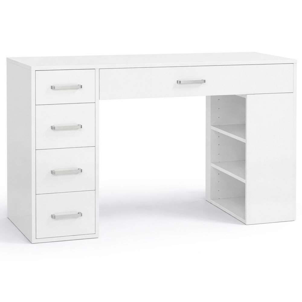 Moderner weißer Schminktisch mit Schubladen und Ablagen