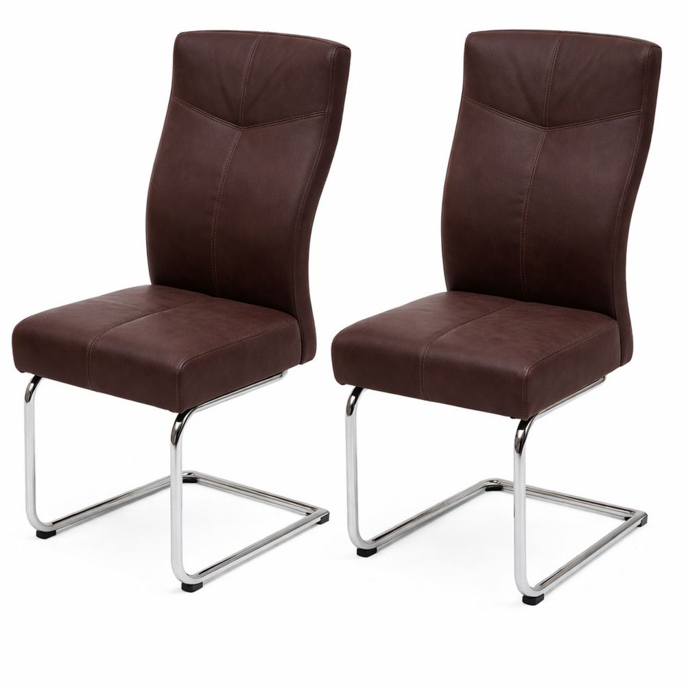 Esszimmerstuhl Set aus Textil in Wildleder-Optik, Braun