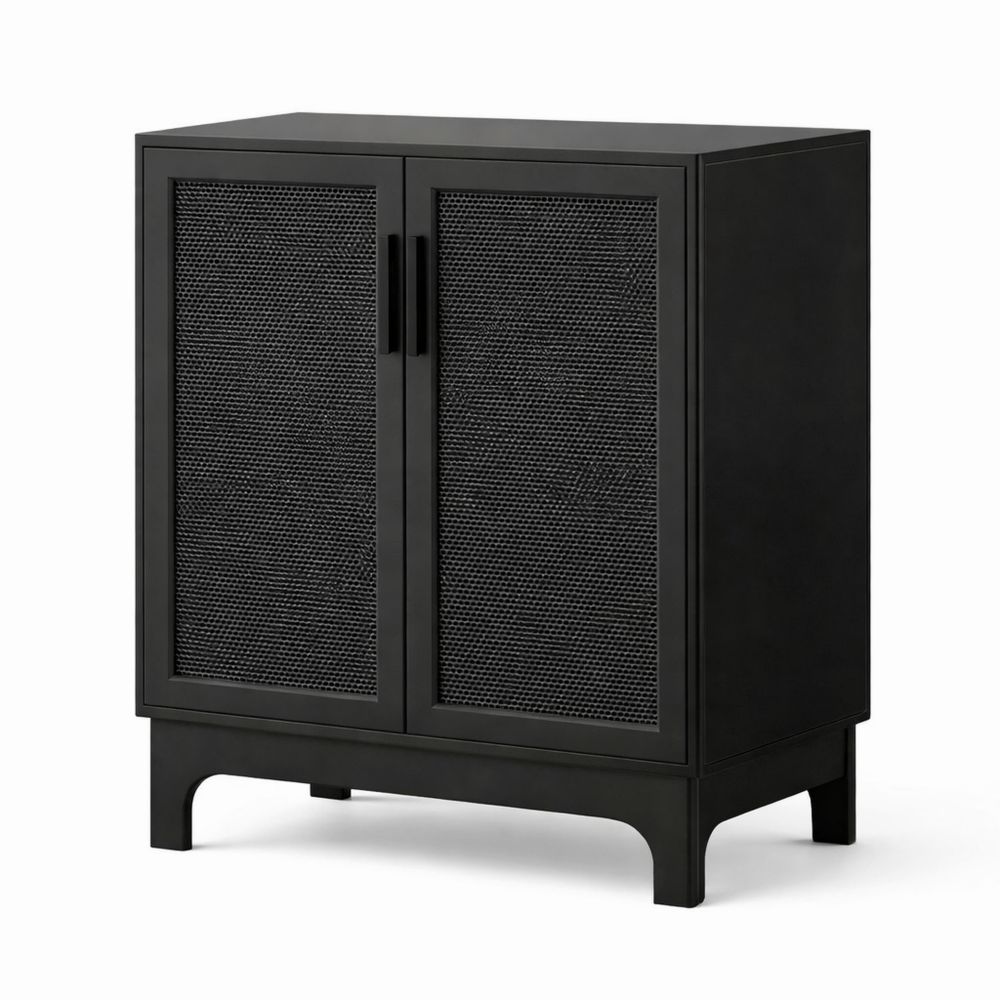 Verstellbarer Küchenschrank mit Arbeitsplatte im Landhausstil, Sideboard für verschiedene Räume, Schwarz, 80x40x89 cm