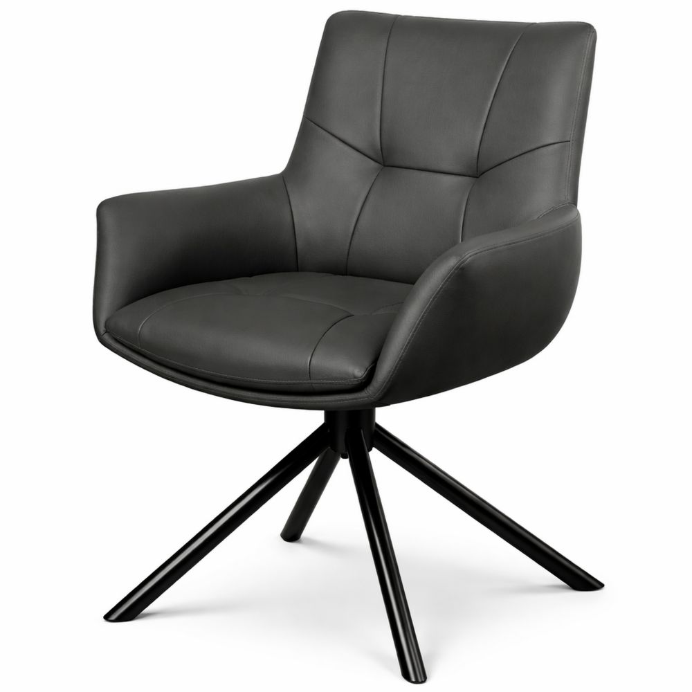 Moderner Drehstuhl aus Echtleder mit Armlehnen