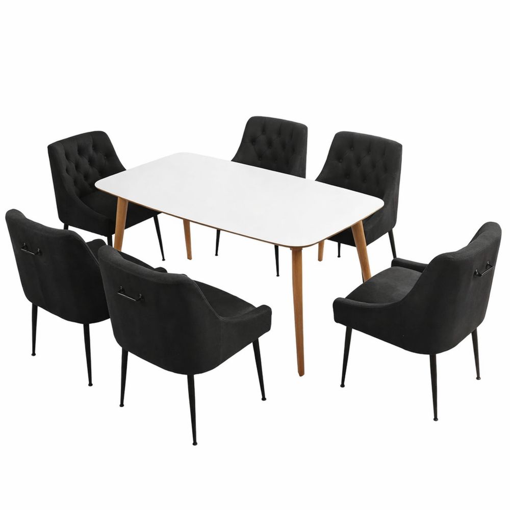 6er Set Esszimmerstühle mit Kissen und Hebel, Metallbeine, Modernes Design, für Küche und Wohnzimmer