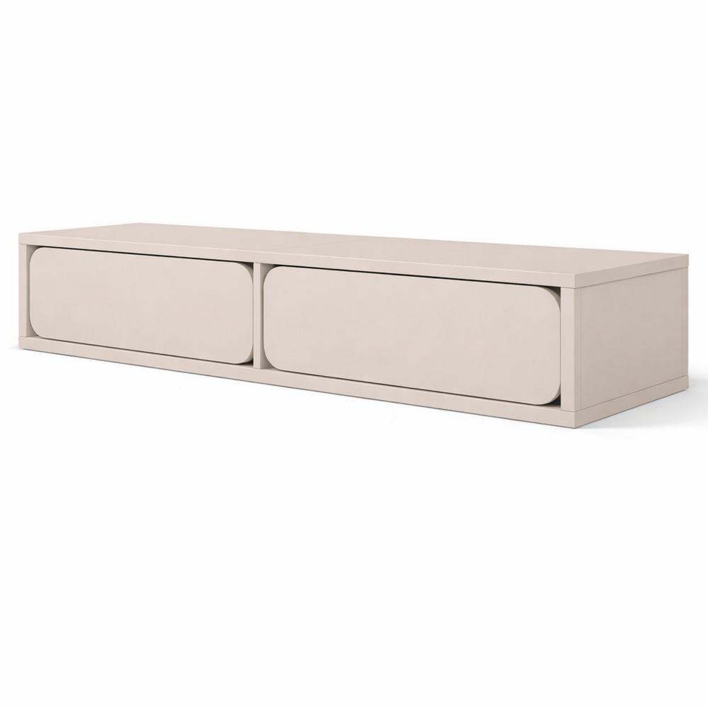 Schwebender Schminktisch mit Schubladen, graubeige, 110x35x17 cm