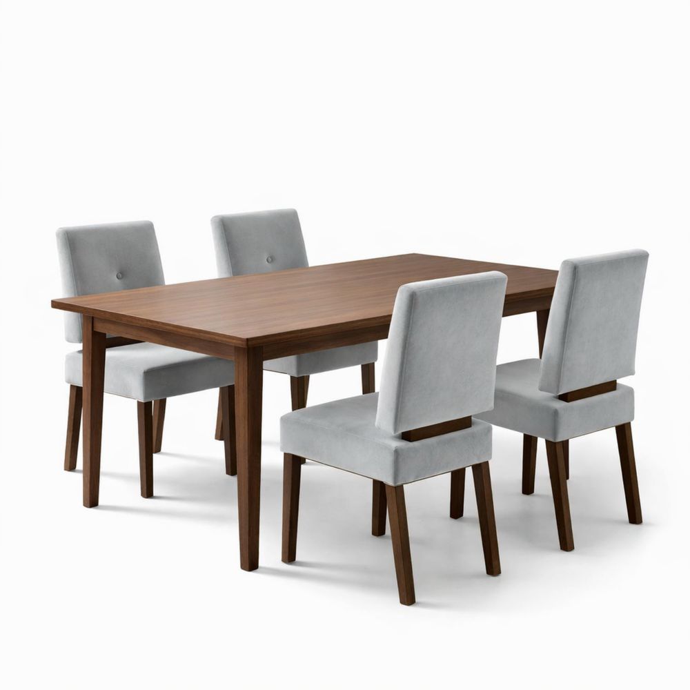 Esszimmerstühle im 4er-Set mit weicher Polsterung, robuste Konstruktion, ideal für Küche und Wohnzimmer, leicht montierbar, Grau