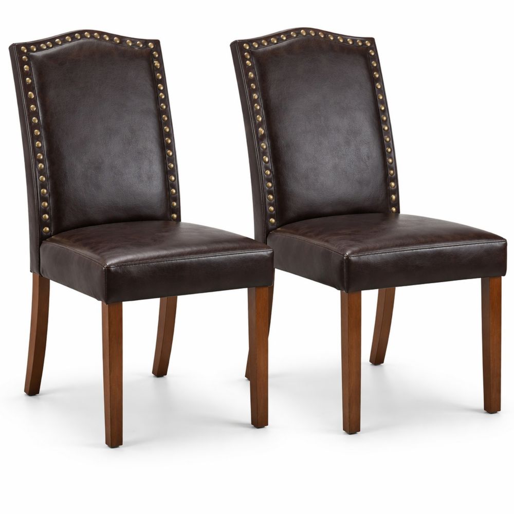 Modernes 2er-Set Esszimmerstühle, gepolstert aus PU-Leder, geeignet für Küche und Wohnzimmer, dunkelbraun